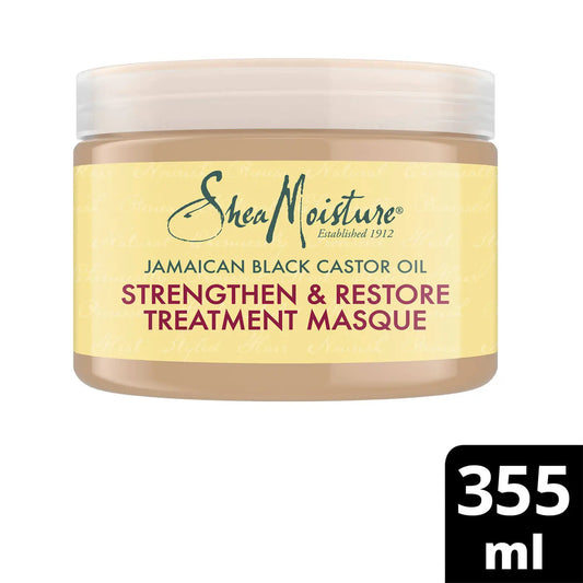 SHEA MOISTURE Maskë Trajtimi për Forcimin dhe Rivendosjen e vajit të kastorit të zi Jamaican 355 ml 