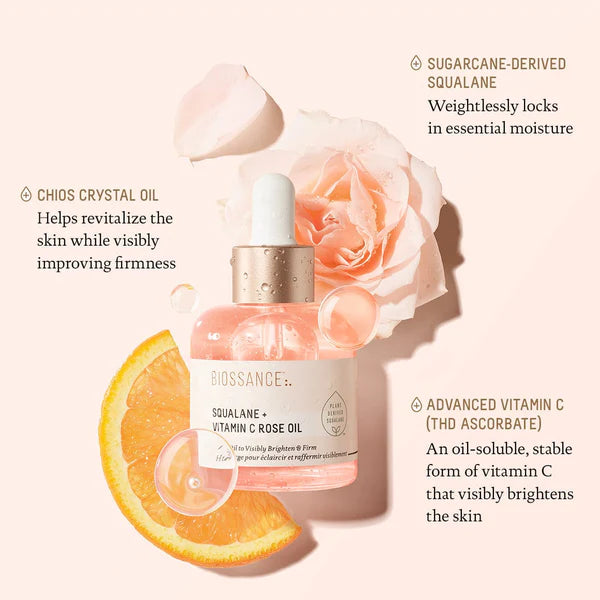 BIOSSANCE Squalane + Vitamin C Rose Oil